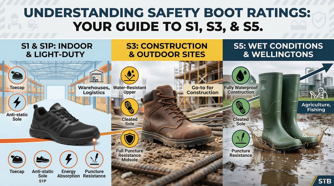 Safety Boot Ratings Explained: What S1, S3 and S5 Mean | STB – STB.co.uk