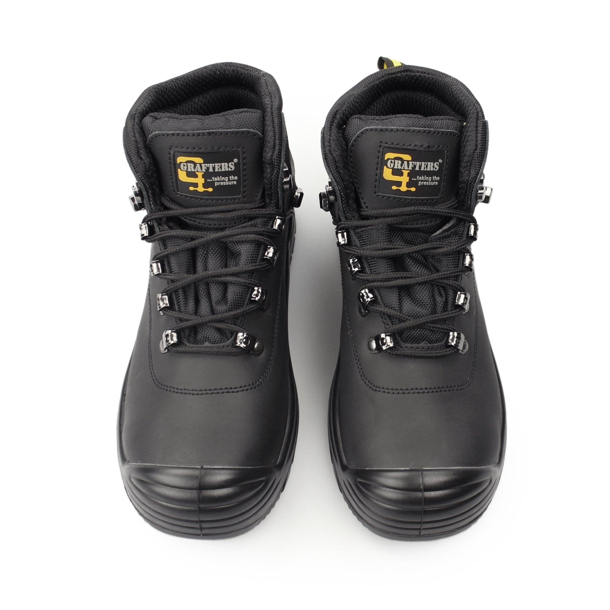 Grafters M9508A Mens Leather Super Wide Safety Boots Black STB STB