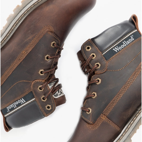 Woodland GLENN Mens Leather Lace Up Goodyear Welted Boots Brown STB STB