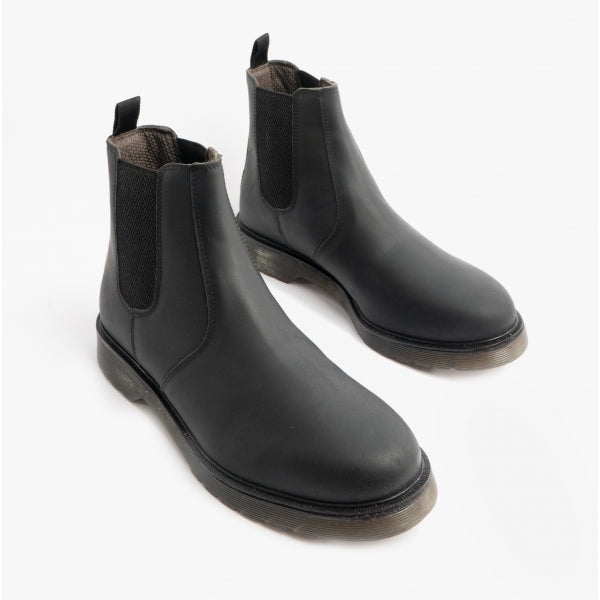 STB ELLIS Unisex Leather Air Cushioned Dealer Boots Waxy Black