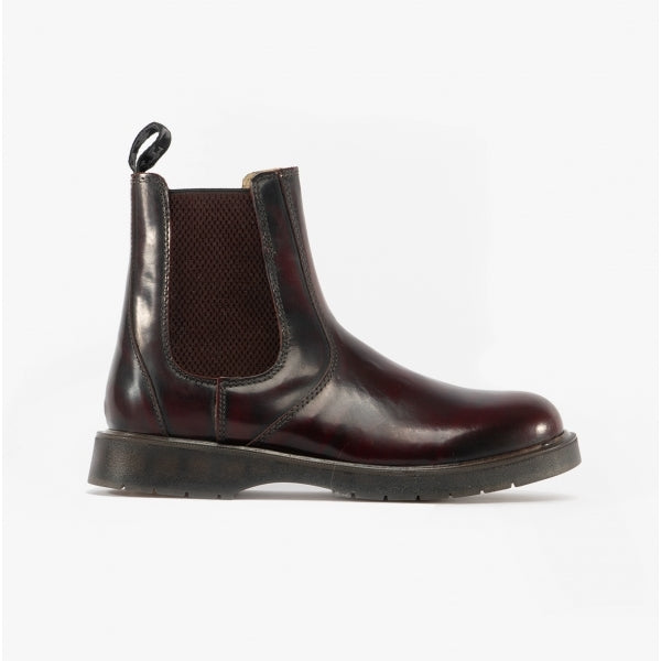 Grafters M186BD Unisex Leather Gusset Chelsea Boots Burgundy