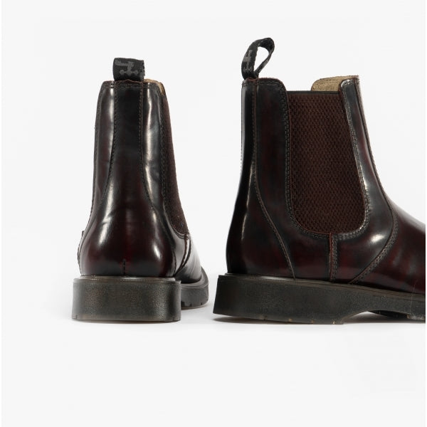Grafters M186BD Unisex Leather Gusset Chelsea Boots Burgundy