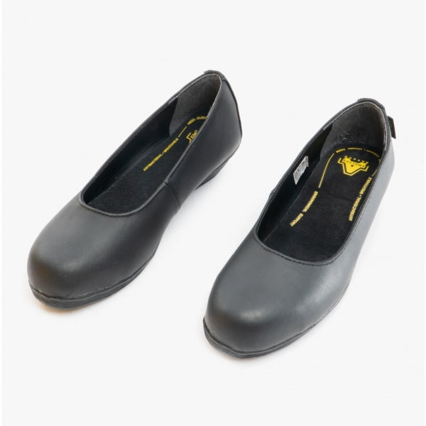 FS107 Womens Leather Safety Shoes Black