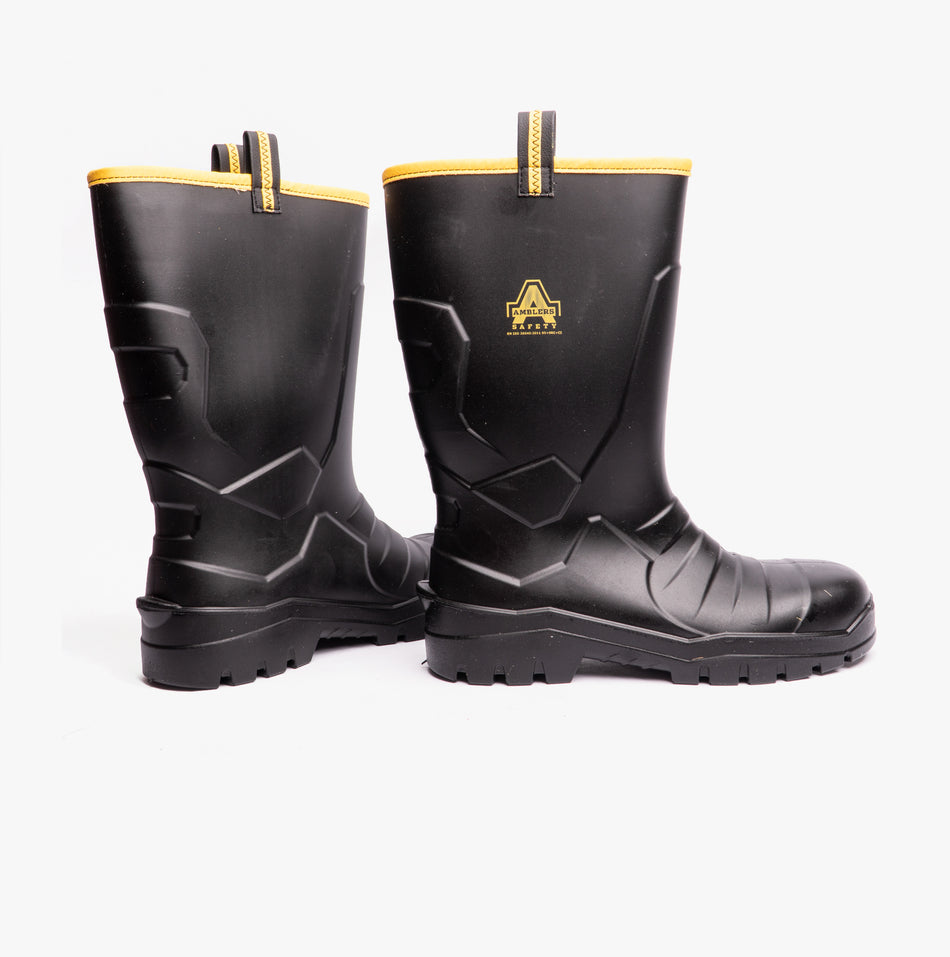 Amblers Safety Men's FS100 Construction Wellington Boots - Steel Toe, Waterproof, UK 10.5 / EU 45, Black
