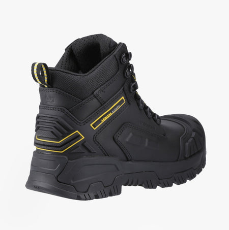Amblers Safety MARY Womens Safety Boots Black side view showing durable rubber sole and lace-up closure.