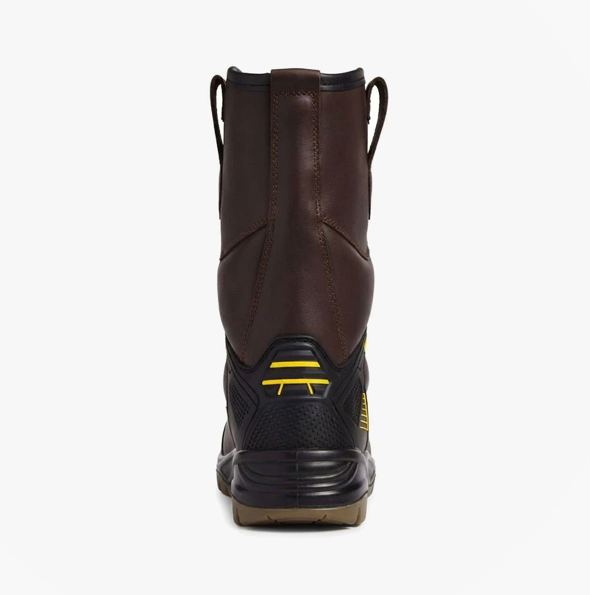 Apache AP305 Unisex Rigger Boots Brown, back view showing leather upper and pull-on design.