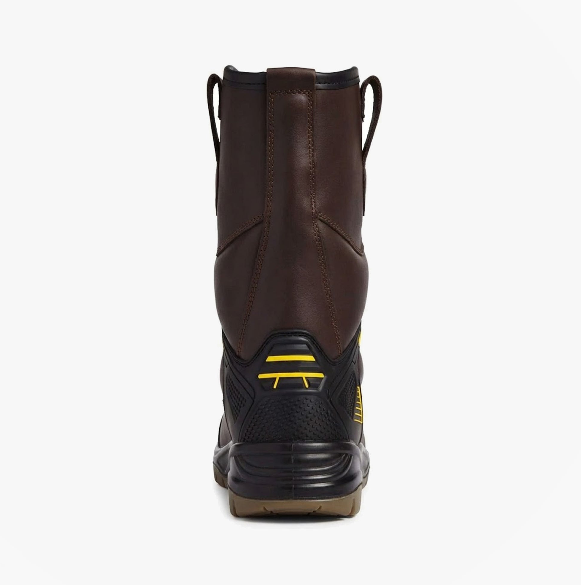 Apache AP305 Unisex Rigger Boots Brown, back view showing leather upper and pull-on design.