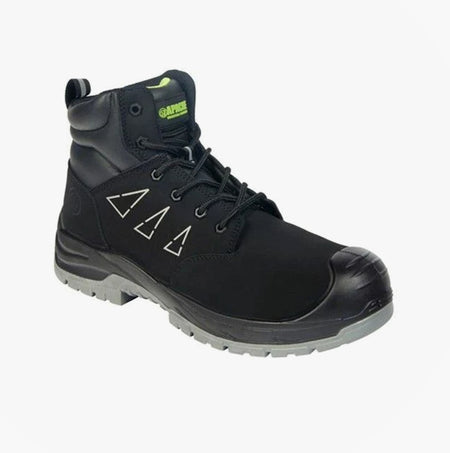 Apache ARMSTRONG Unisex Boots Black side view showcasing sleek design and rubber sole, ideal for safety and comfort.