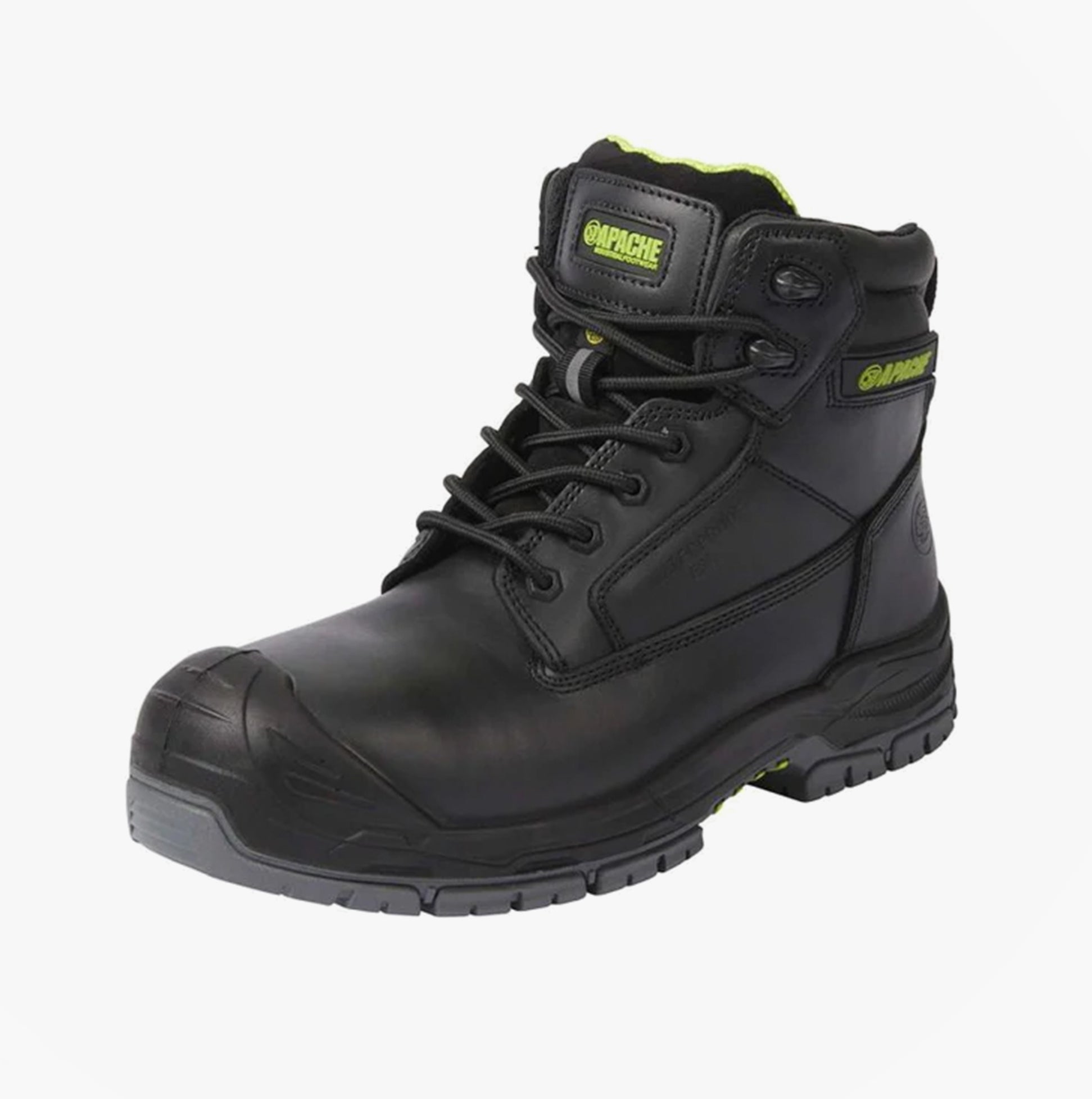 Apache CRANBROOK Unisex Boots Black side view showing lace-up design and composite toe cap.