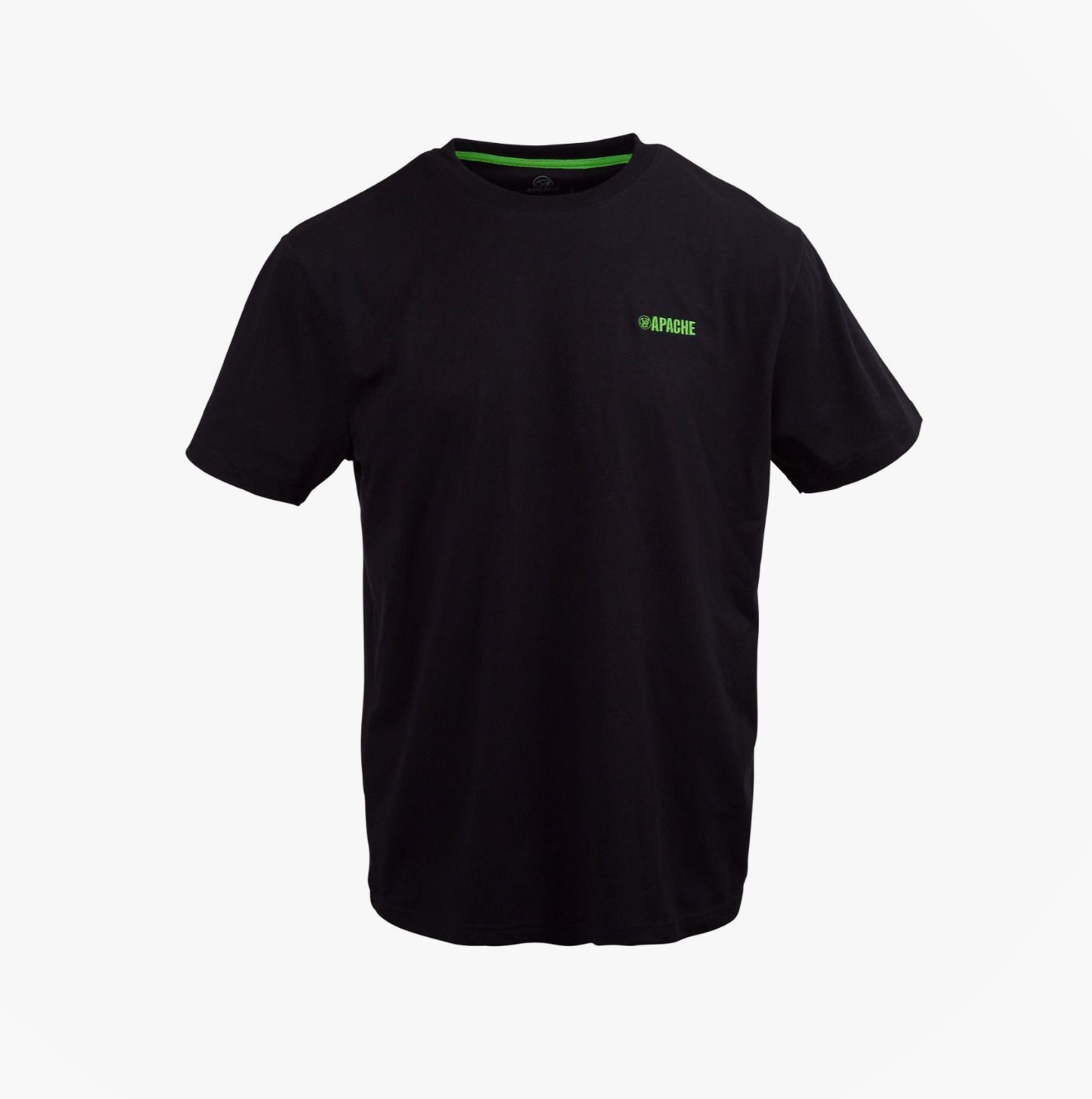 Apache DELTA Mens Workwear T-Shirt Black front view with debossed logo and ribbed neck.