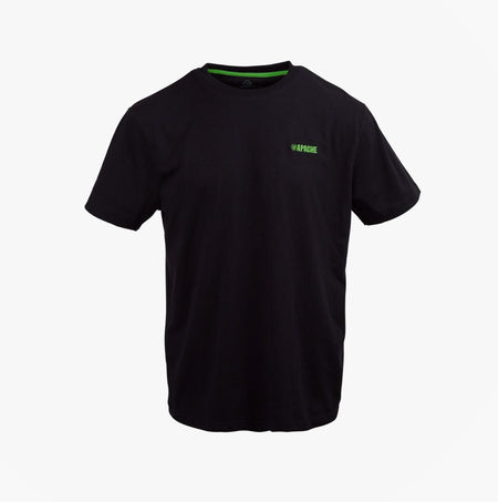 Apache DELTA Mens Workwear T-Shirt Black front view with debossed logo and ribbed neck.