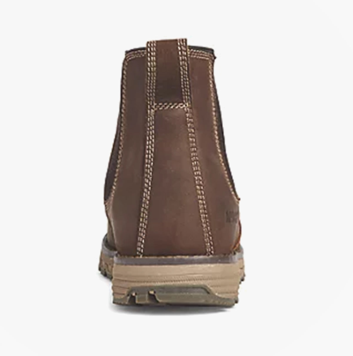 Apache FLYWEIGHT Mens Dealer Boots Brown rear view showcasing nubuck upper and rubber sole.