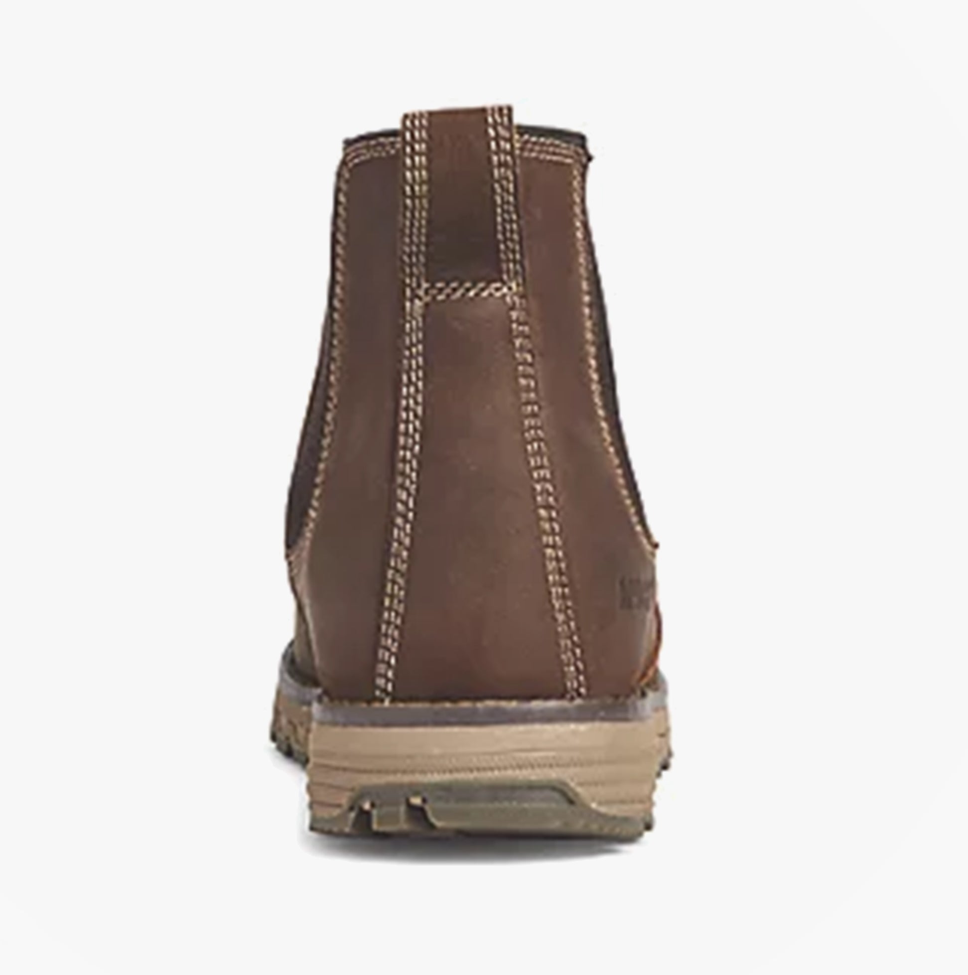 Apache FLYWEIGHT Mens Dealer Boots Brown rear view showcasing nubuck upper and rubber sole.