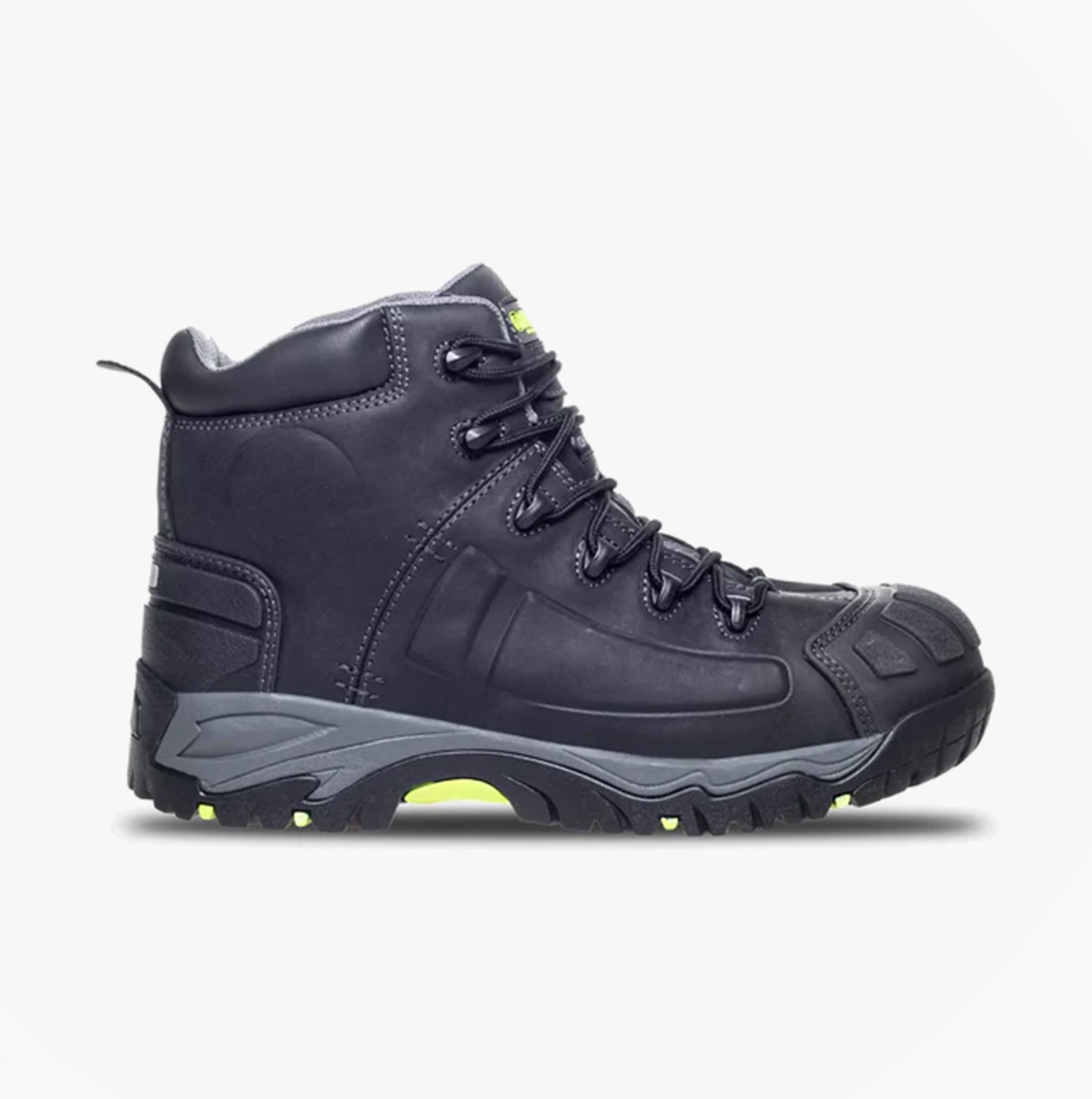 Apache MERCURY Unisex Boots Black side view showcasing safety features and design elements.