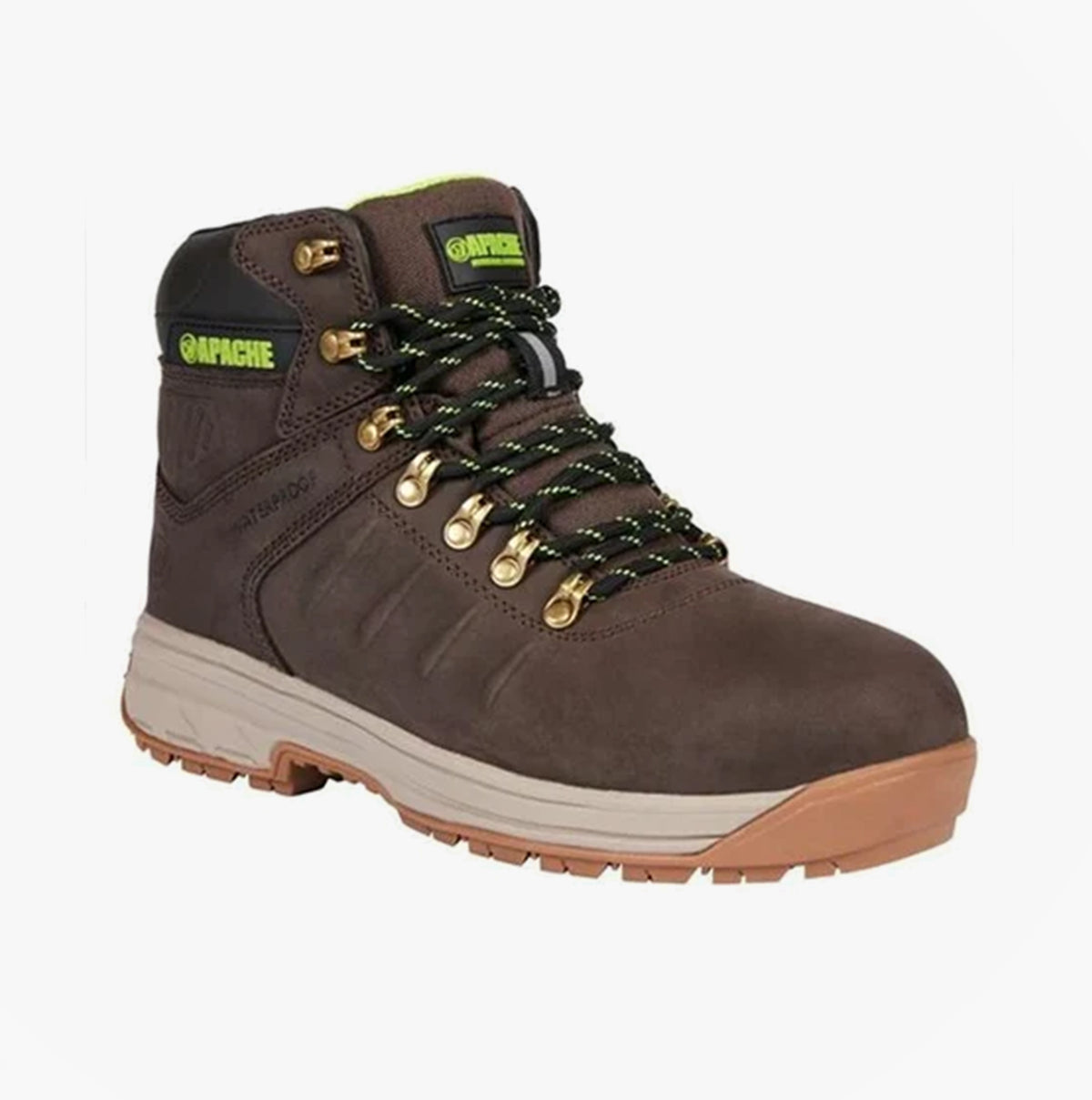 Apache MOOSE Unisex Boots Brown side view featuring lace-up design, nubuck upper, and rubber sole.