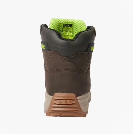 Apache MOOSE Unisex Boots Brown back view showing nubuck upper and rubber sole details.