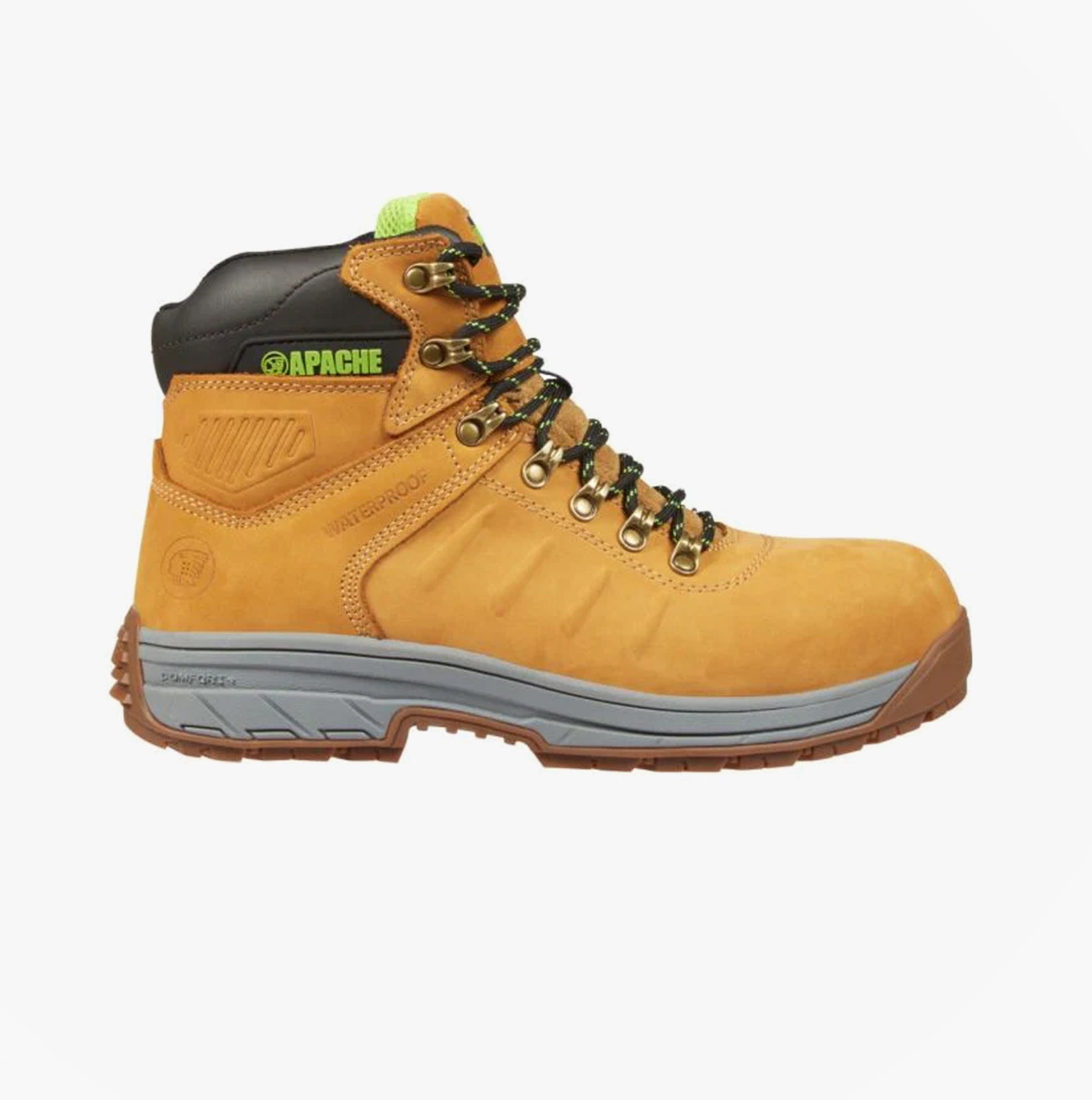 Apache MOOSE Unisex Boots Wheat side view showcasing safety features and durable materials.