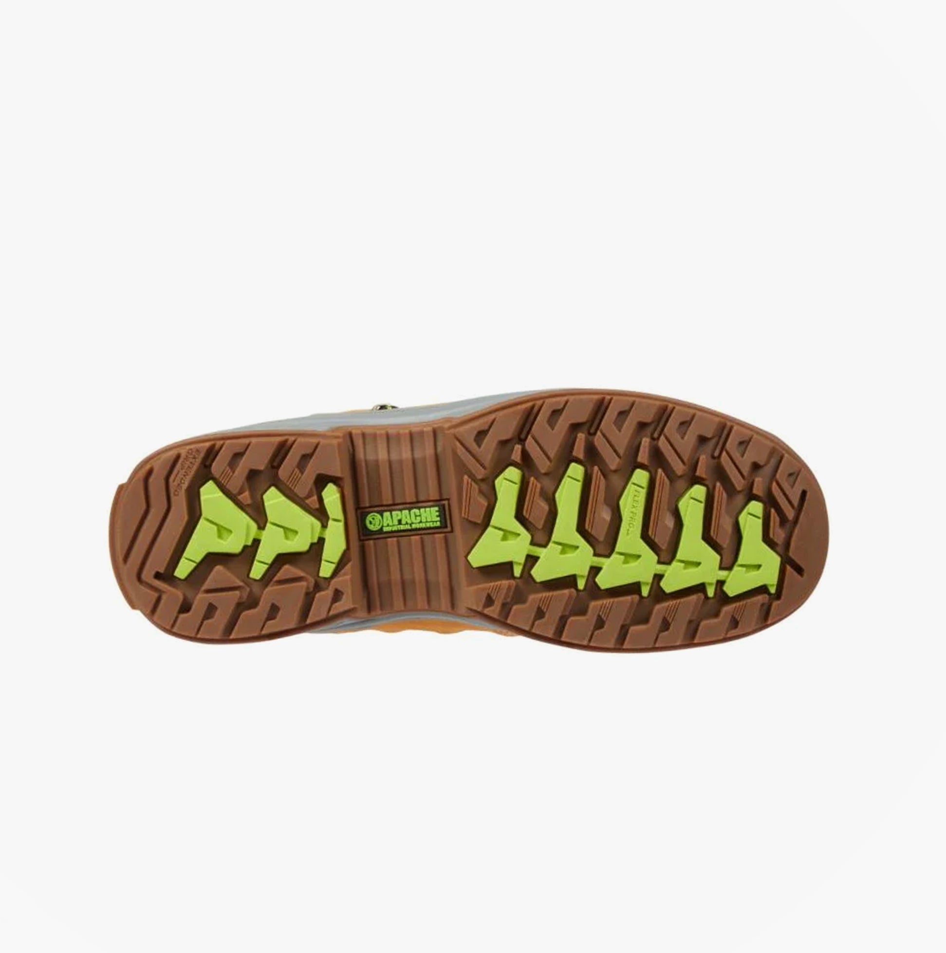 Apache MOOSE Unisex Boots Wheat sole view showcasing rubber traction with fuel/oil resistant features.