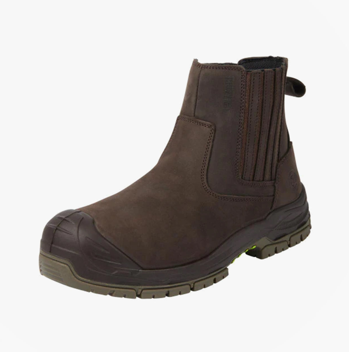 Apache WABANA Unisex Dealer Boots Brown side view showcasing leather upper, round toe, and anti-static sole.