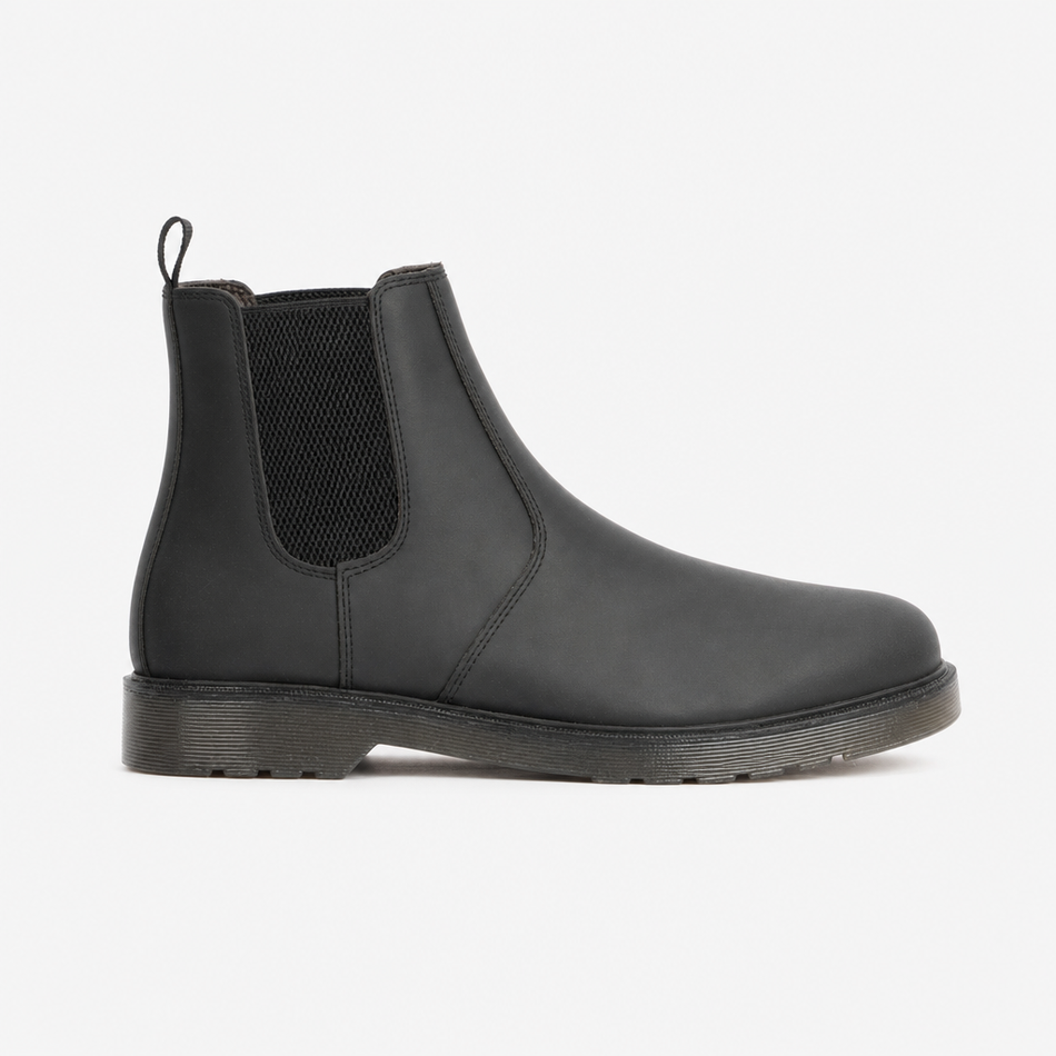 STB ELLIS Unisex Leather Air Cushioned Dealer Boots Waxy Black