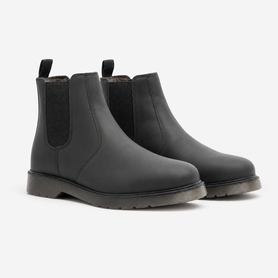STB ELLIS Unisex Leather Air Cushioned Dealer Boots Waxy Black