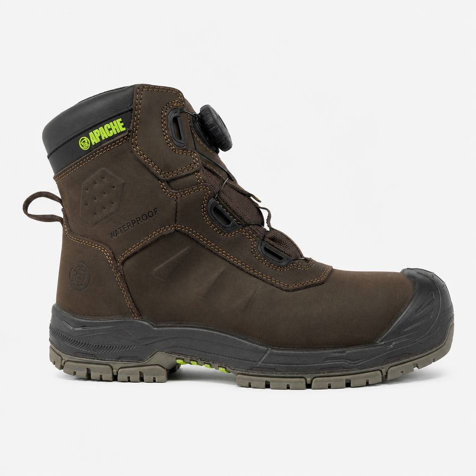 Apache CHURCHILL Unisex Waterproof Composite Toe Safety Boots Brown