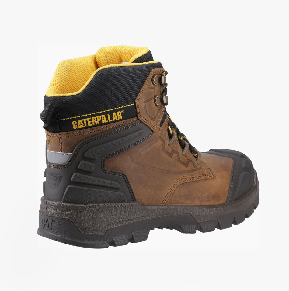 CAT STRIVER XL 6 Mens Safety Boots Beige side view showcasing upper nubuck material and lace-up design.