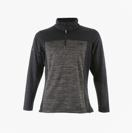Dewalt CHARLOTTE Womens Sweatshirt Grey Black front view with zip closure and funnel neck collar.