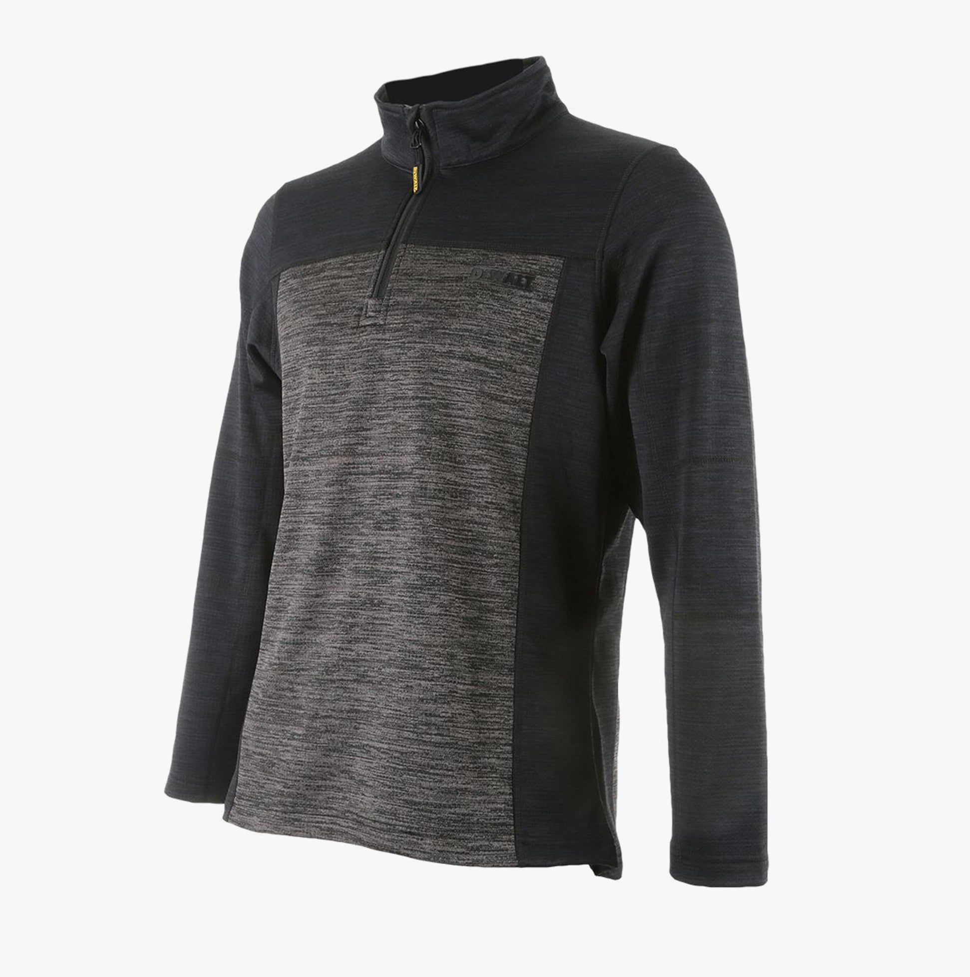 Dewalt CHARLOTTE Womens Sweatshirt Grey Black front view showcasing 1/4 zip design and comfortable fleece material.