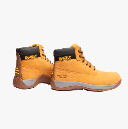 Dewalt APPRENTICE Unisex Boots Honey side view showing the nubuck upper, lace-up design, and rubber sole.