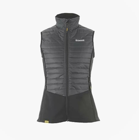 Dewalt FLORENCE Womens Gilet Grey Black front view, zip closure, lightweight polyester with 2 zipped pockets.