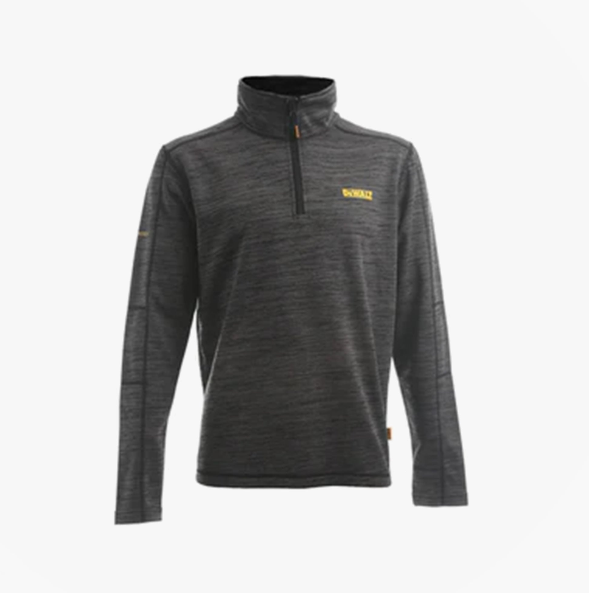 Dewalt JONESBOROUGH Mens Sweatshirt Grey front view, 1/4 zip fleece with funnel neck collar, 100% polyester.