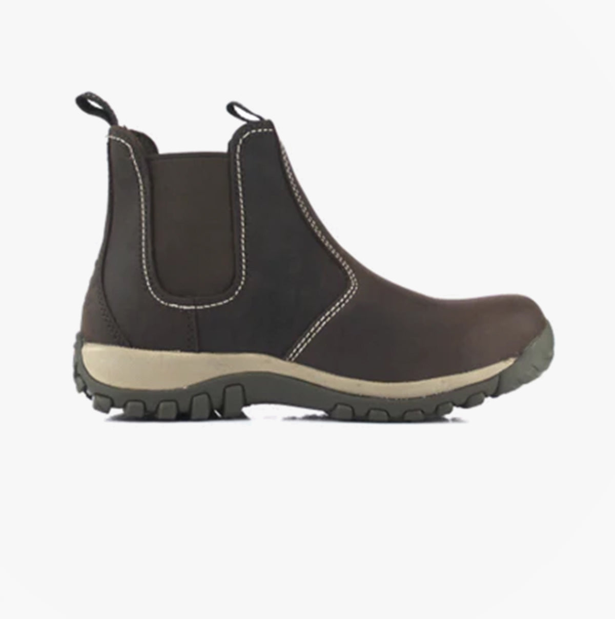 Dewalt RADIAL Mens Boots Brown side view showcasing leather upper and rubber sole design.