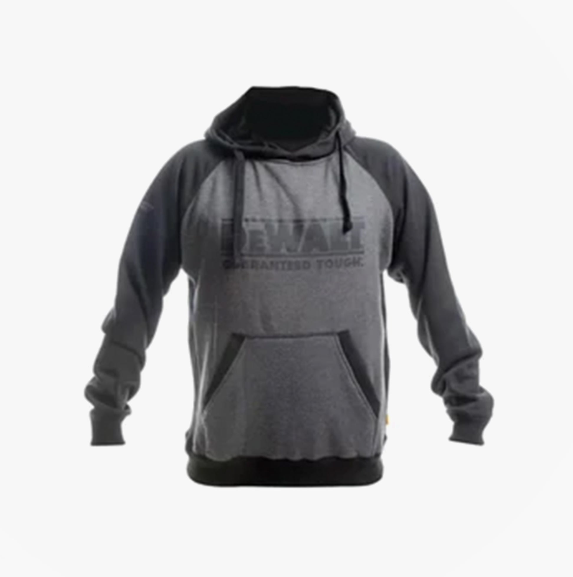 Dewalt STRATFORD Mens Workwear Hoody Grey Black front view showcasing logo and side panels