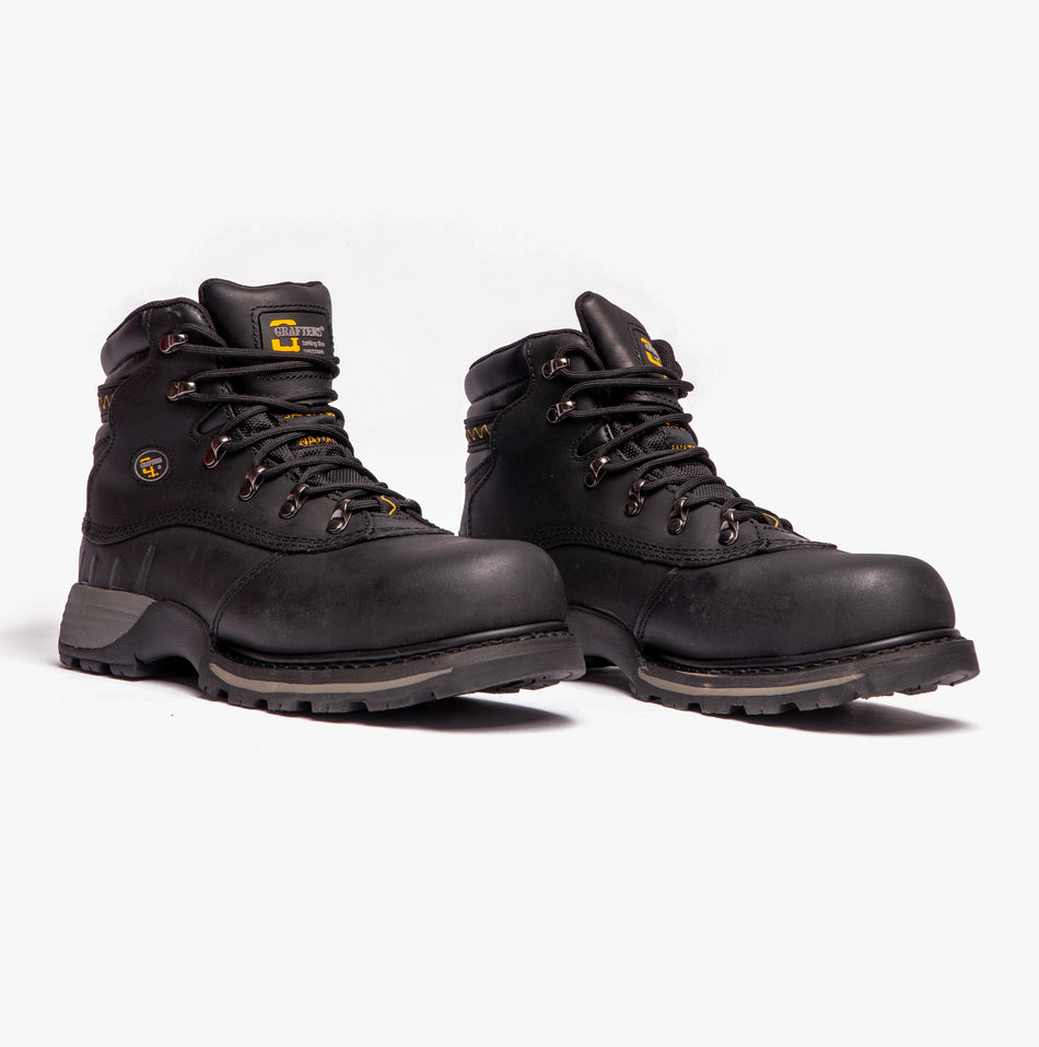 Grafters M139A Mens Leather Safety Boots Black