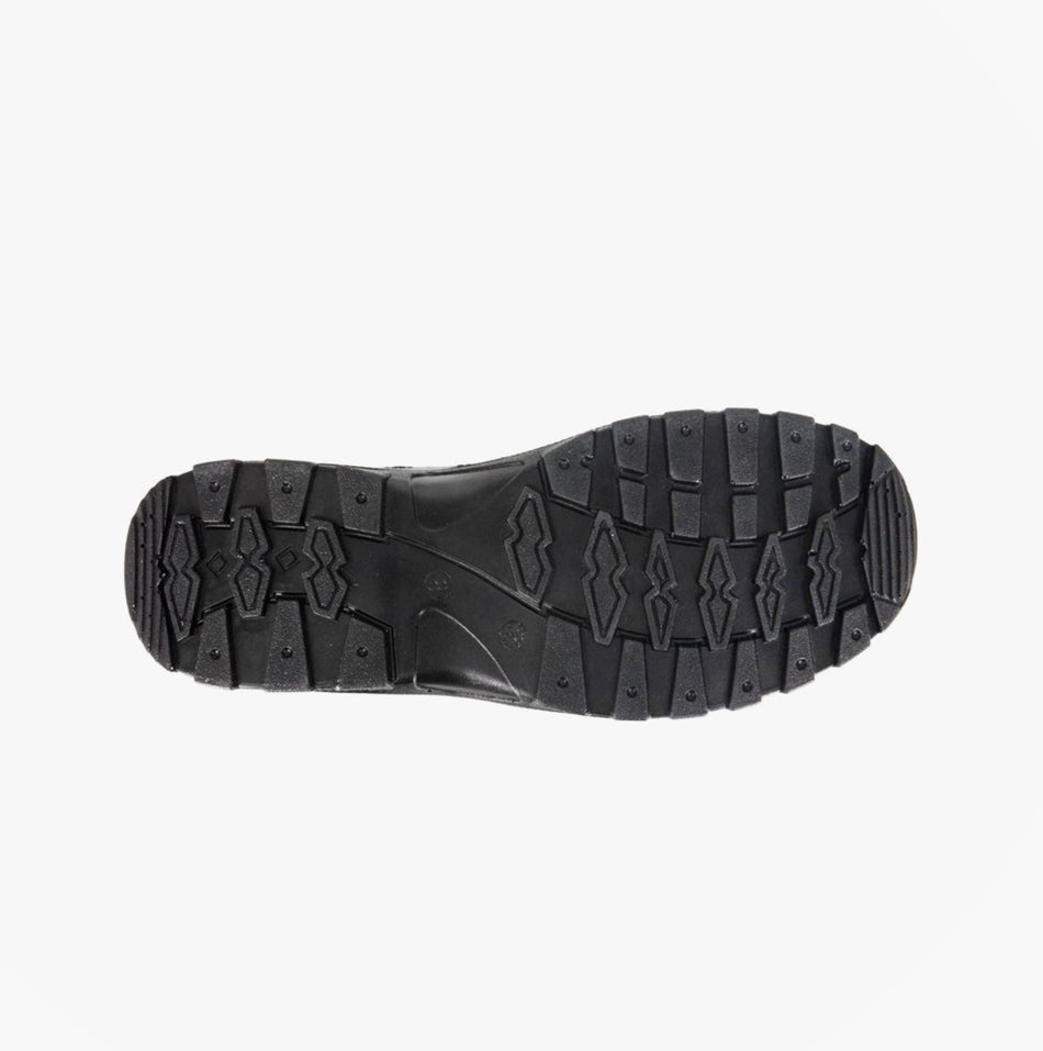 Grafters M752A DMZ6 Mens 6 Inch Safety Boots Black sole view showing grip features and tread design.