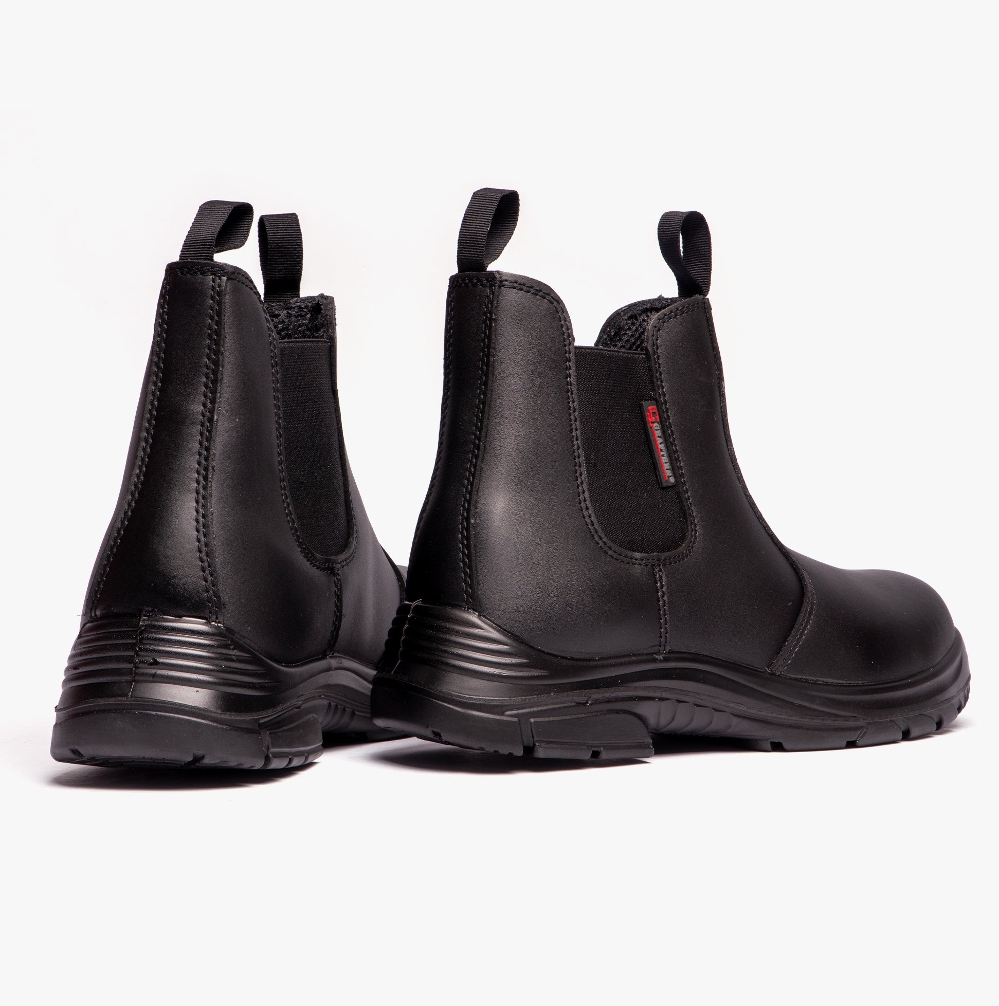 Grafters M9502A Mens Leather Super Wide Dealer Safety Boots Black