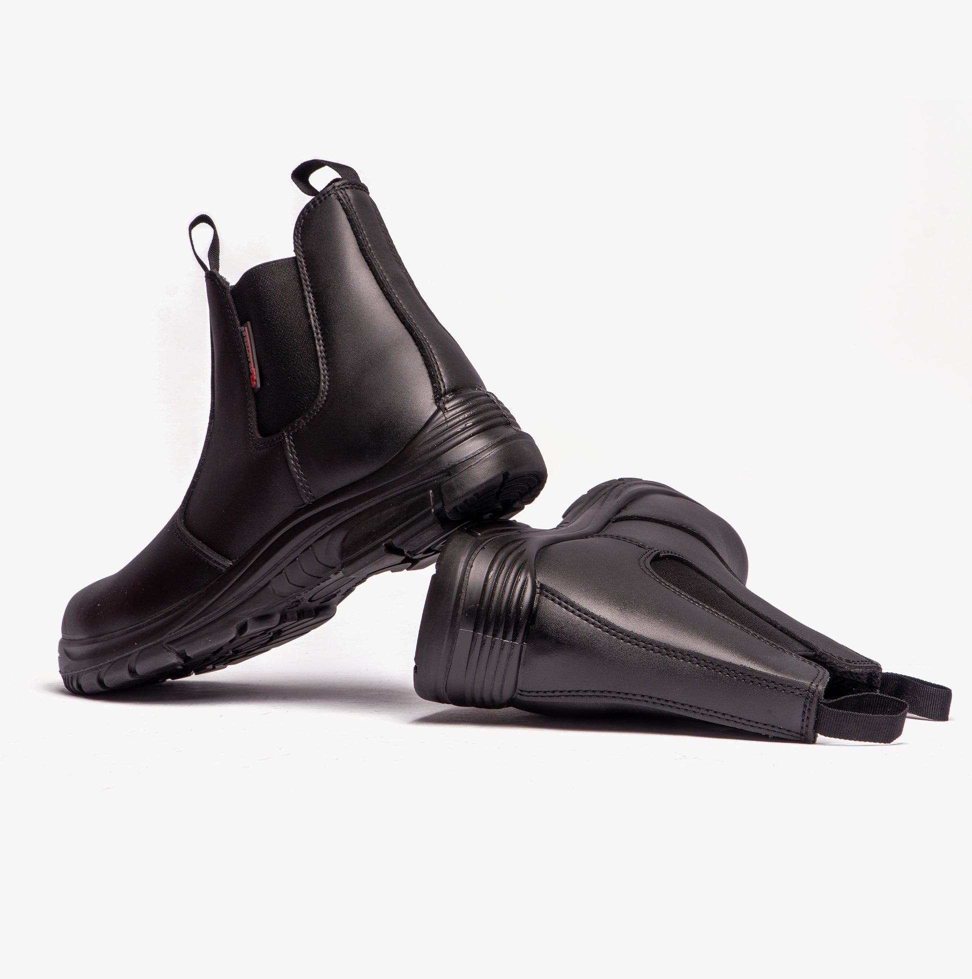 Grafters M9502A Mens Leather Super Wide Dealer Safety Boots Black