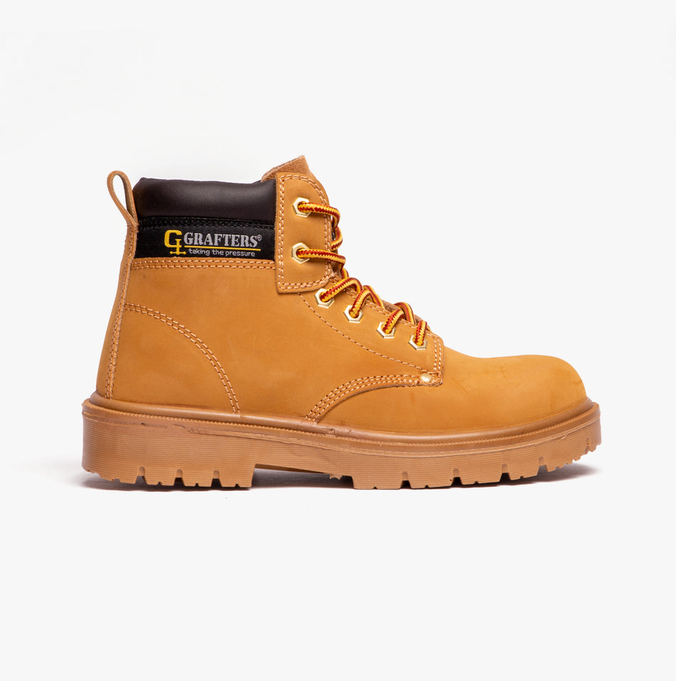 Grafters M958N Mens Leather Safety Boots Honey