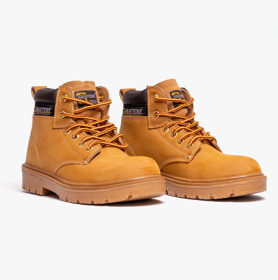 Grafters M958N Mens Leather Safety Boots Honey