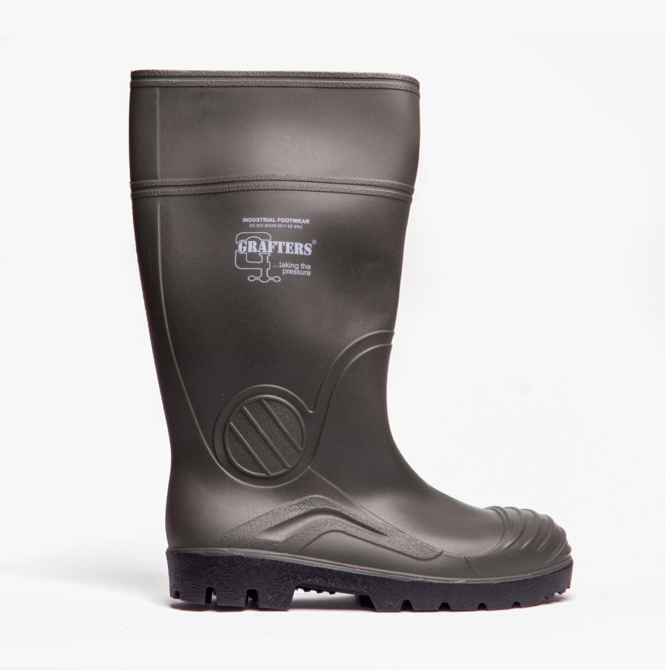Grafters W408E Mens Wellington Safety Boots Green
