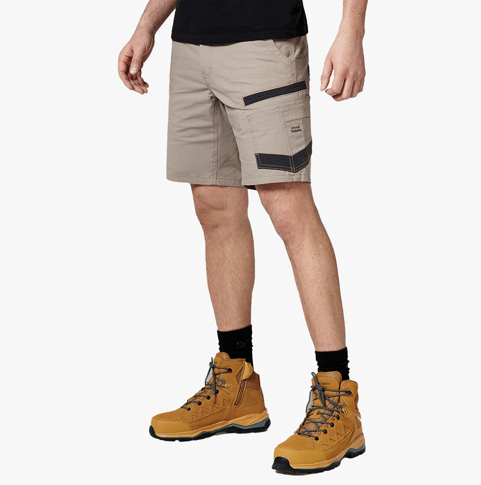 Hard Yakka RAPTOR ACTIVE MID Mens Work Shorts Tan