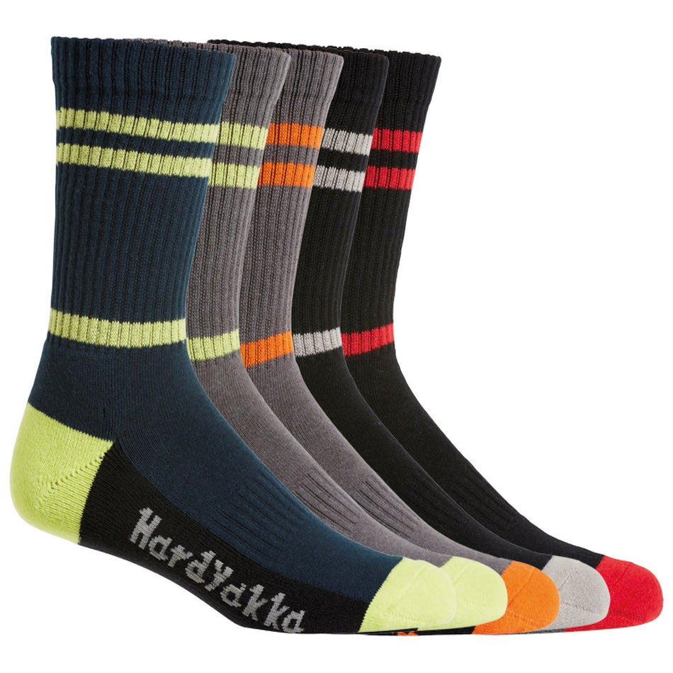 Hard Yakka CREW FIVE PACK WORKSOCK Mens Socks Multicoloured