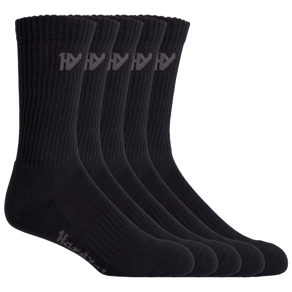 Hard Yakka CREW FIVE PACK WORKSOCK Mens Socks Black