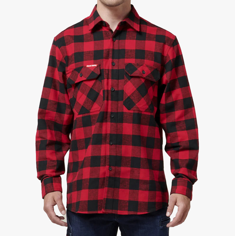 Hard Yakka LONG SLEEVE CHECK FLANNEL Mens Shirts Red