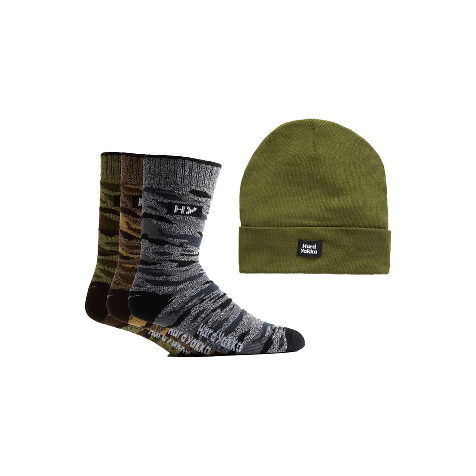 Hard Yakka SOCK & BEANIE BUNDLE Unisex Green