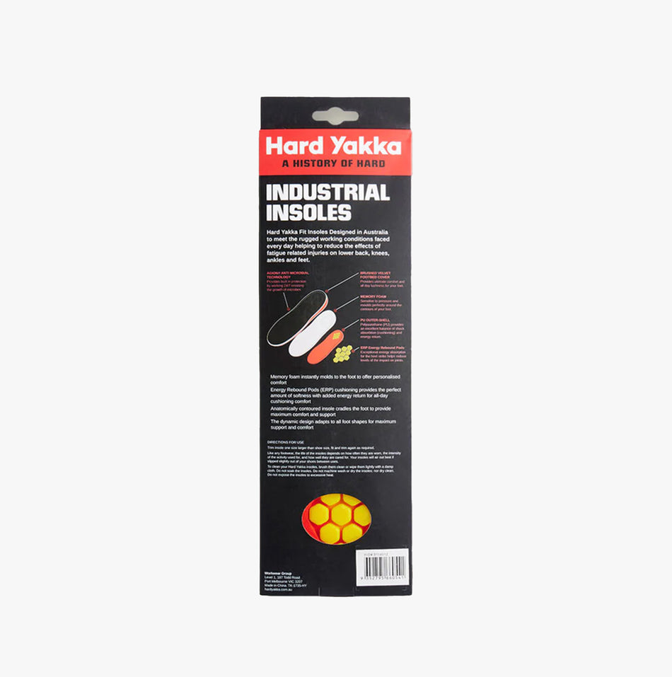 Hard Yakka HY ERP FOOTBED Unisex Adults Insoles Black