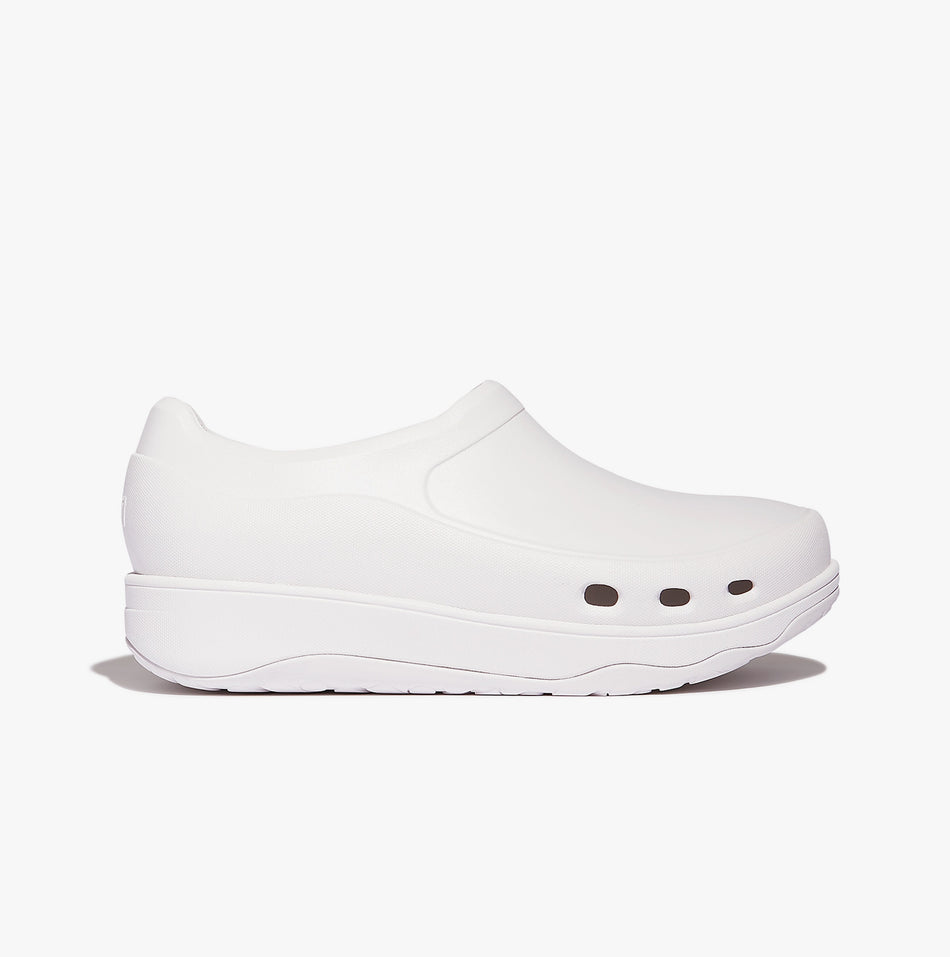 FitFlop ID4 Work+ High-Performance Womens Slip Resistant Work Clogs Urban White