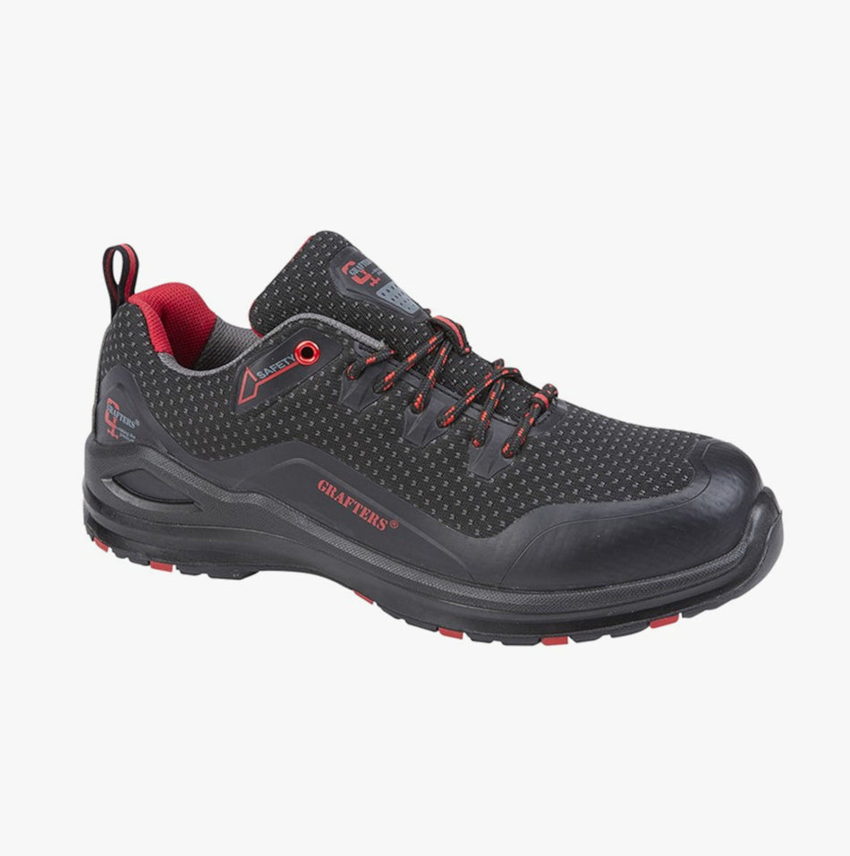 Grafters M320A Mens Composite Toe ESD Safety Trainers Black/Red