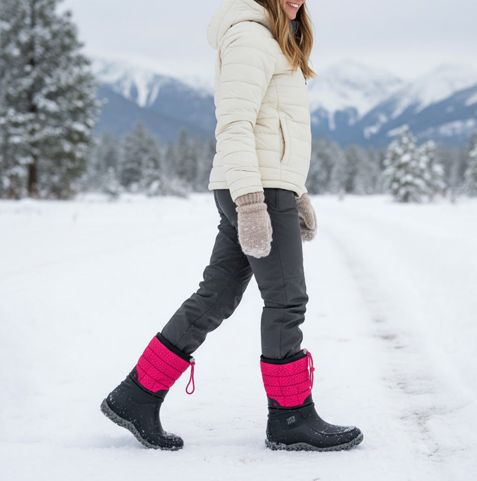 Mud Dogs NORDIC Womens Warm Lined Boots Pink/Black Leopard